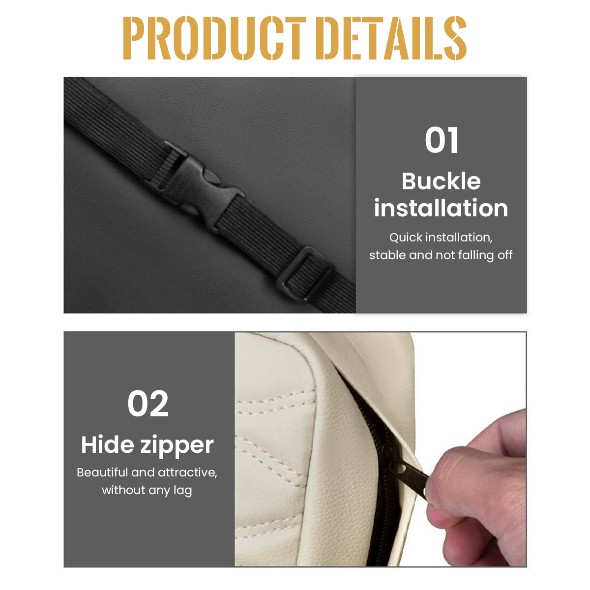 HASTHIP Car Tissue Holder Box Fashion PU Car Tissue Paper Holder for Headrest Backseat Waterproof Car Tissue Paper Holder Tissue Box with Zipper Closure, 29x21.5x7.5cm, Beige Color HASTHIP Car Tissue Holder Box Fashion PU Car Tissue Paper Holder for Headrest Backseat Waterproof Car Tissue Paper Holder Tissue Box with Zipper Closure, 29x21.5x7.5cm, Beige Color